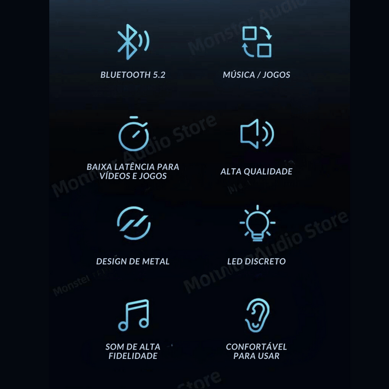 Fone de Ouvido Bluetooth em Design Metálico Premium